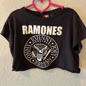 H&M Black Ramones Graphic Crop Top
